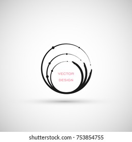 Hand drawn geometric shape. Label, logo design element, frame. Brush abstract wave. Vector illustration.