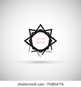 Hand drawn geometric shape. Label, logo design element, frame. Brush abstract wave. Vector illustration.