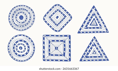 Formas geométricas desenhadas à mão e elementos abstratos uma coleção de ilustrações vetoriais perfeitas para planos de fundo e padrões de projetos de design