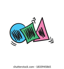 hand drawn geometric shapes on white background