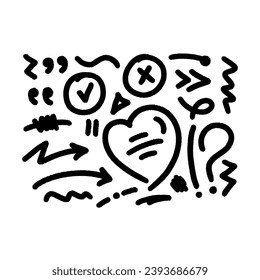hand drawn geometric shapes. scribble mixed symbols. symbols, shapes background
