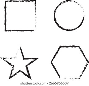 Hand Drawn Geometric Shapes Square Circle Star Hexagon Outline