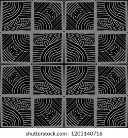 Hand drawn geometric stripes line pattern in black and white colors vector illustration. Tribal ethnic abstract trendy drawing with natural ornament ready for fashion print and textile wrapping.