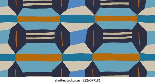 Hand drawn geometric style pattern. Dynamic abstract shapes. Fashionable template for design. 