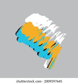 Hand Drawn Geometric Vector Illustration. Blue, Yellow,White and Black Scribbles on a Gray Background.Simple Infantile Style Abstract Modern Print. Minimalist Art ideal for Poster,Card, Decoration.