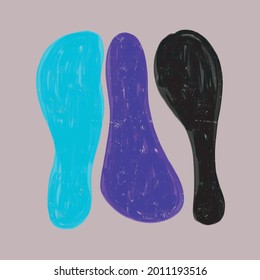 Hand Drawn Geometric Vector Illustration. Blue, Violet and Black Elements on a Brown Background. Simple Infantile Style Abstract Modern Print. Minimalist Art ideal for Poster,Card, Decoration.