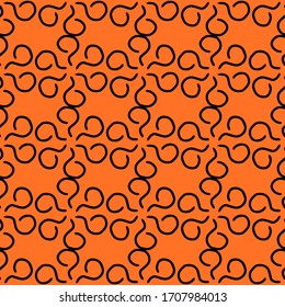 hand drawn geometrical line art  seamless pattern with orange background