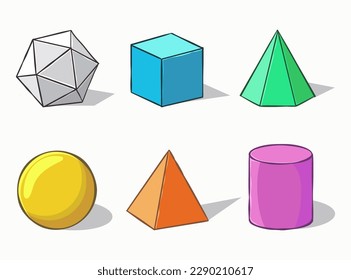 Hand drawn geometrical shapes design element vector set for poster background and education