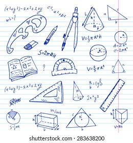 Hand drawn geometry doodle set.