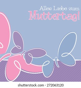 Hand Drawn German Happy Mother's Day card in vector format.