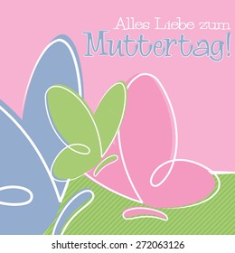 Hand Drawn German Happy Mother's Day card in vector format.