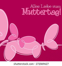 Hand Drawn German Happy Mother's Day card in vector format.