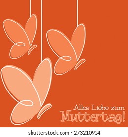 Hand Drawn German Happy Mother's Day card in vector format.