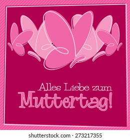 Hand Drawn German Happy Mother's Day card in vector format.