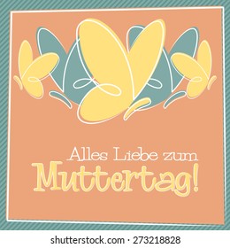 Hand Drawn German Happy Mother's Day card in vector format.