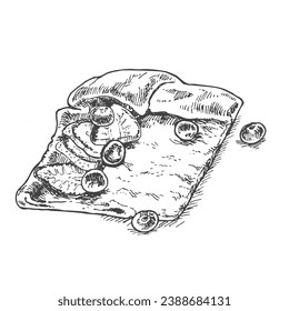 Hand drawn german pancakes with berries. Fresh baked pastry template for menu, ad, label, design