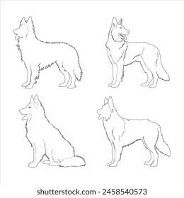 Hand drawn German Shepherd dog outline illustration