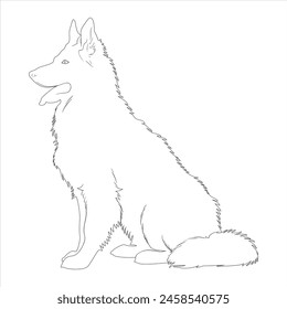 Hand drawn German Shepherd dog outline illustration