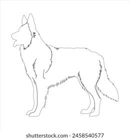 Hand drawn German Shepherd dog outline illustration