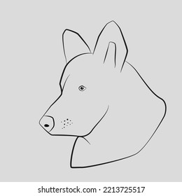 Hand drawn german shepherd head on gray background.
