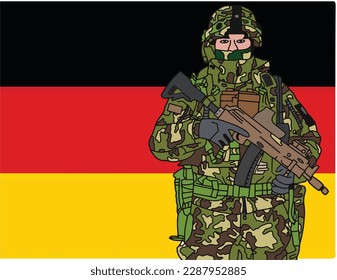 Handgezeichneter deutscher Soldat, Vektorgrafik10