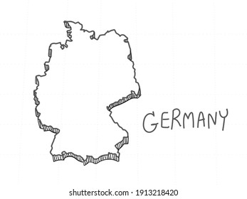 Hand Drawn Of Germany 3D Map On White Background.