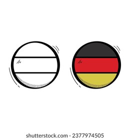 Hand Drawn Germany Flag Icon Vector Design.