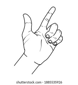 Hand drawn of hand gesture. Doodle or sketch of hand gesture with outline isolated from background. Vector illustration