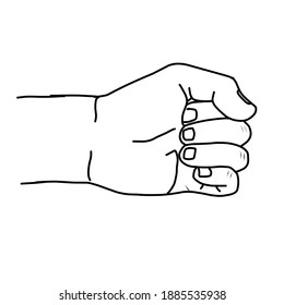 Hand drawn of hand gesture. Doodle or sketch of hand gesture with outline isolated from background. Vector illustration