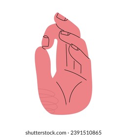 Hand drawn gesture OK sign isolated on white background. Hand gesture mean All good, okay, rest. Pink hand. Vector line icon on flat design style. Isolated Vector Illustration. EPS 10