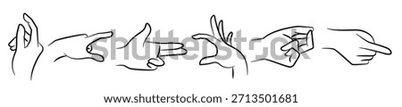 hand drawn hand gesture set vector line illustration