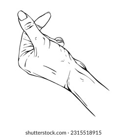 Hand drawn gesture sketch vector illustration line art