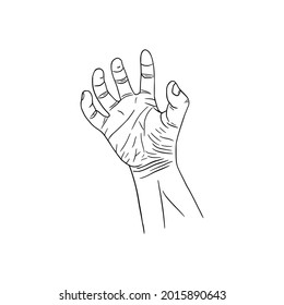 Hand drawn of Hand gesture vector design. Hand take sketch symbol illustration