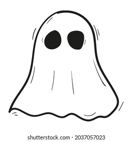 Icono de fantasma dibujado a mano en estilo doodle aislado.