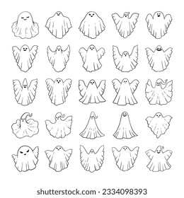 hand drawn ghost illustration isolated on white background.