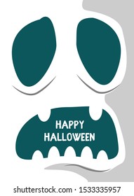 Hand drawn ghost illustration scary face card background