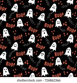 hand drawn ghost seamless vector pattern. good for halloween party invitations, cards and backgrounds