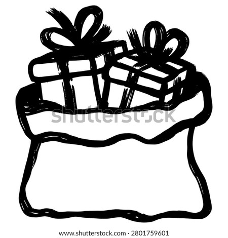 Hand drawn gift bag with black paint brush strokes.