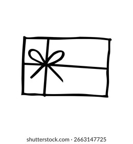 hand drawn of gift box with bow