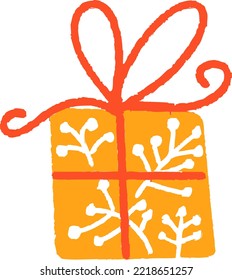 Handgezeichnete Geschenkbox. Weihnachtsgrußkarte. Handgezeichneter Stil mit Weihnachtsdesign. Weihnachtsschmuck 