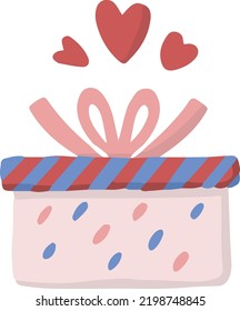 Hand Drawn gift box and heart illustration isolated on background