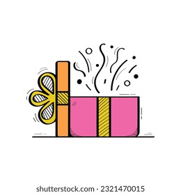 Diseño del vector de iconos de la caja de regalo dibujado a mano.