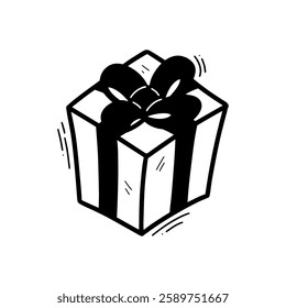 Hand Drawn Gift Box Illustration. Doodle Vector. Isolated on White Background - EPS 10 Vector