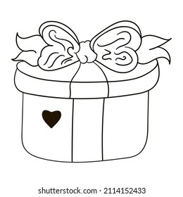 Hand drawn gift box. Isolated illustration on white background