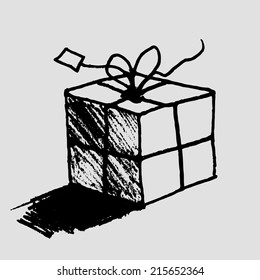 Hand drawn gift box with tag vector