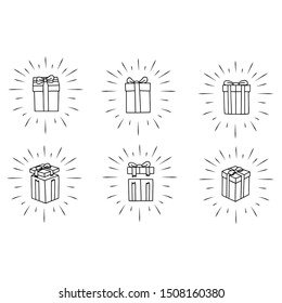 hand drawn gift box with white background ,  gift with hand draw style, gift box and light hand draw