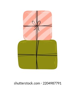 Hand drawn gift boxes. Gift boxes in the drawn style. Vector illustration