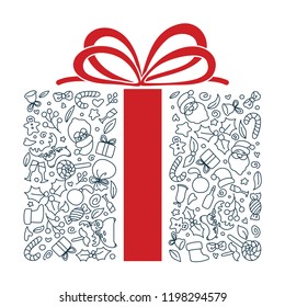 Hand drawn gift doodle art illustration. Editable stroke.