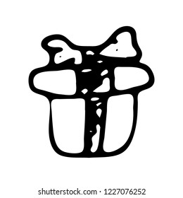 Hand drawn gift doodle. Sketch children's toy icon. Decoration element. Isolated on white background. Vector illustration.