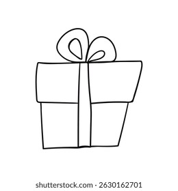 Hand drawn gift in doodle style. Sketch gift. Vector illustration on white background.